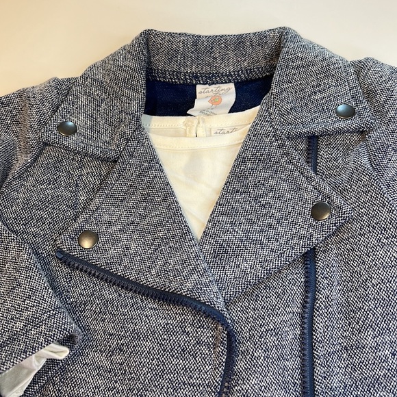 Starting Out 3PC Floral Set, White Shirt, Navy Blue Jacket, Pink & Blue Pants! - Picture 3 of 6